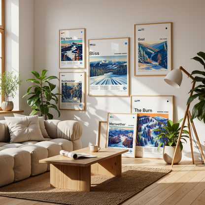 Ski Run Collection | Gallery Wall Set of 8 | Framed Gallery Set | Gallery Wall Kit