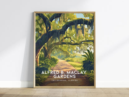 Tallahassee Florida Poster | Alfred B. Maclay Gardens Art Print | Perfect for Nature Lovers & Southern Decor