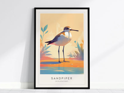 Sandpiper Beach Bird Lover Framed Poster | Audubon Wildlife Wall Art | Island Life Decor Sanderling Ocean Cottage Cozy Print