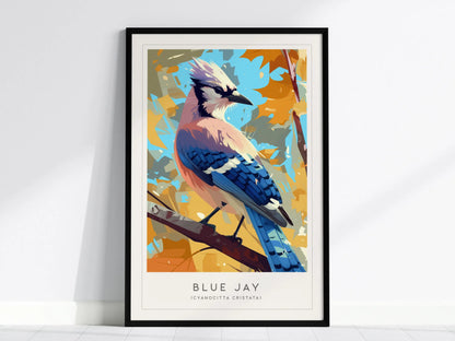 Blue Jay Songbird Modern Framed Wall Art | Cottagecore Minimalist Nature Wildlife Poster | Audubon Scientific Farm House Decor Print