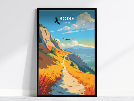 Boise, Idaho Poster | Mountain River & Foothills Scenic Wall Art — framed wall art, 24x36 in