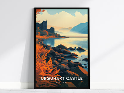 Urquhart Castle, Scotland Poster | Loch Ness Highland Ruins Wall Art — framed wall art, 24x36 in
