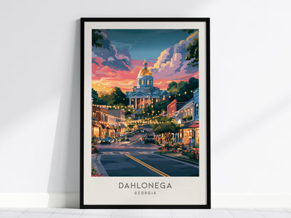 Dahlonega Matte Border Poster | Georgia Destination Print Travel Wall Art — framed wall art, 24x36 in