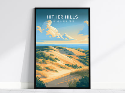 Hither Hills Poster | Montauk, New York Vacation Wall Art Framed or Unframed — framed wall art, 24x36 in