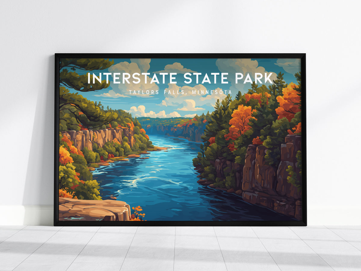 Interstate State Park Landscape Poster | Taylors Falls, Minnesota Travel Wall Art — framed wall art, 24x36 in