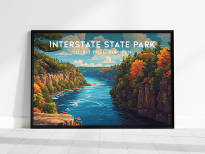 Interstate State Park Landscape Poster | Taylors Falls, Minnesota Travel Wall Art — framed wall art, 24x36 in
