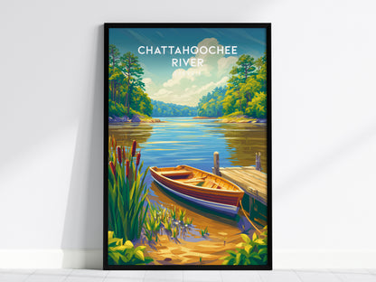 Chattahoochee River, Georgia Poster | Tropical Beach Print Beach House Decor Wall Art — framed wall art, 24x36 in