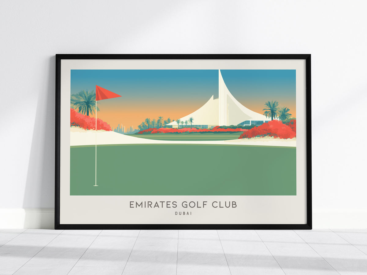 Emirates Golf Club Landscape Matte Border Poster | Dubai Golf Wall Art & Framed or Unframed — framed wall art, 24x36 in