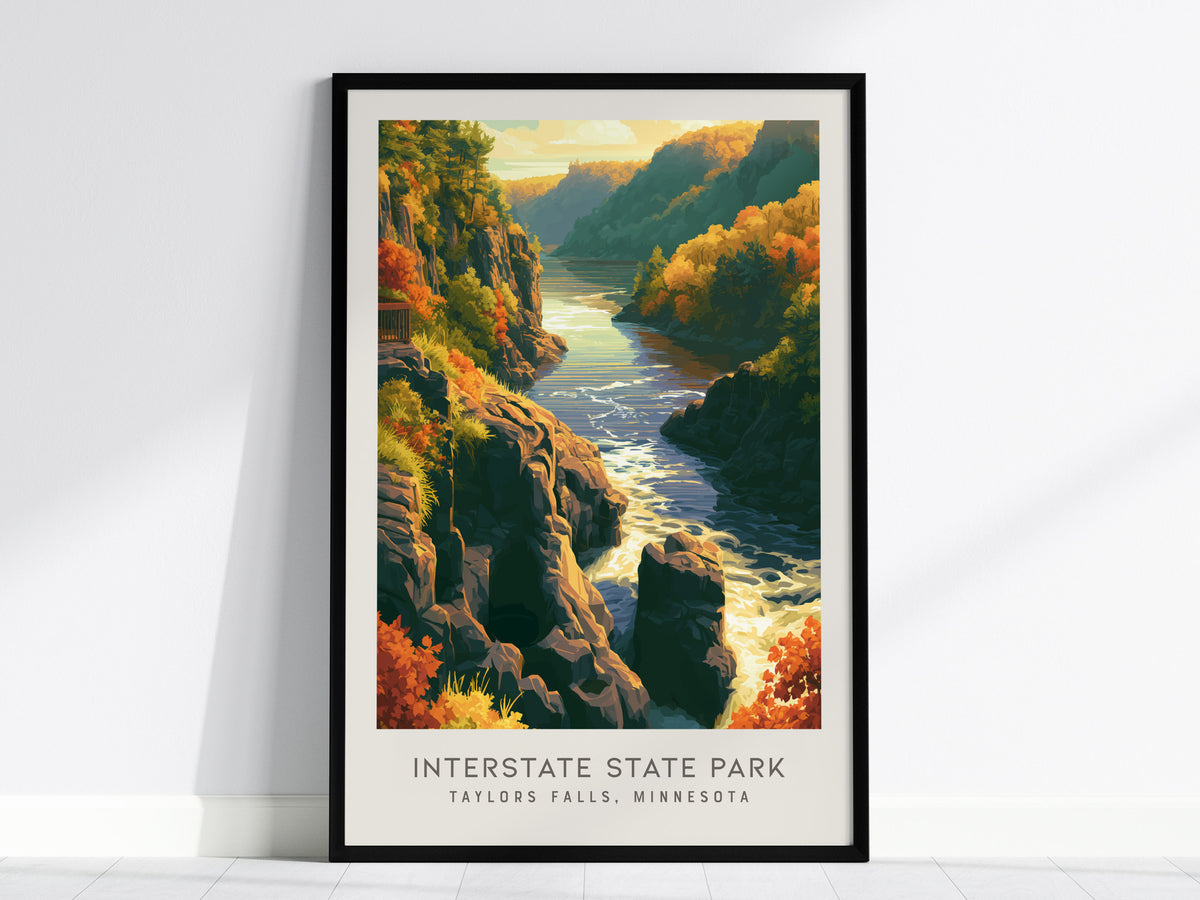 Interstate State Park Matte Border Poster | Taylors Falls, Minnesota Vacation Wall Art — framed wall art, 24x36 in