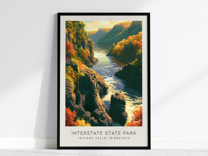Interstate State Park Matte Border Poster | Taylors Falls, Minnesota Vacation Wall Art — framed wall art, 24x36 in