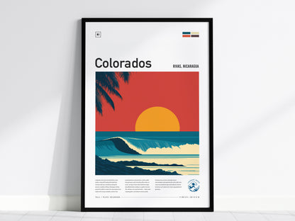 Colorados, Rivas, Nicaragua Poster | Tropical Surf Wall Art — framed wall art, 24x36 in