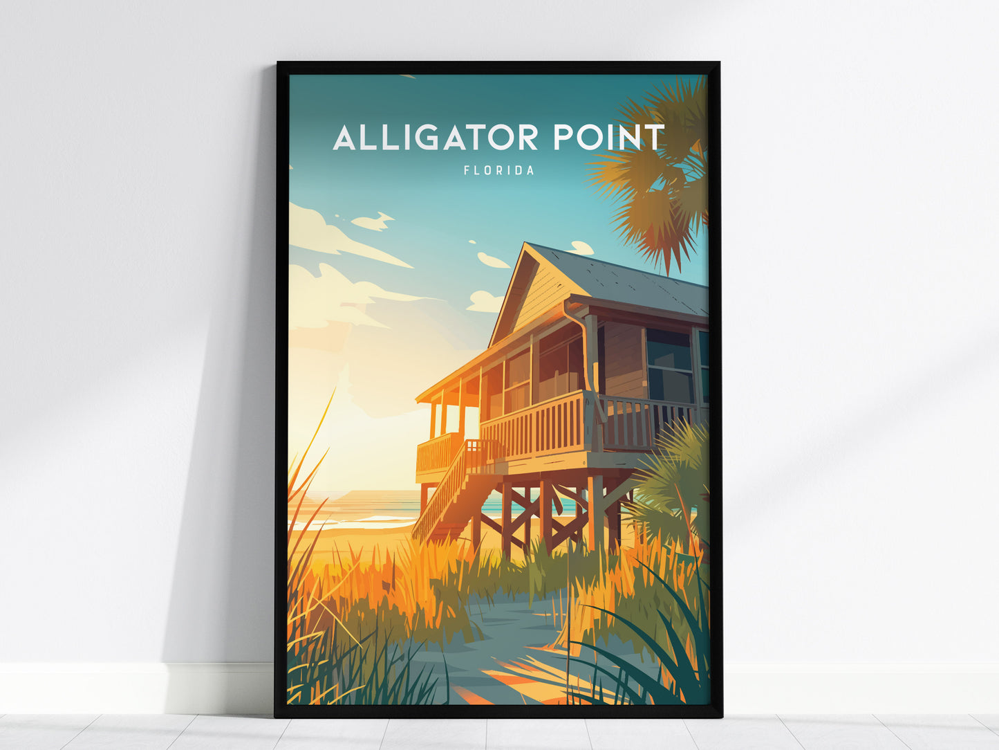 Alligator Point, Florida Poster | Wild Gulf Shore Serenity Wall Art — framed wall art, 24x36 in