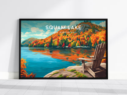 Squam Lake Landscape Poster | New Hampshire Framed or Unframed Wall Art — framed wall art, 24x36 in