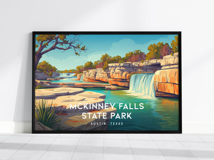 McKinney Falls State Park Landscape Poster | Austin, Texas Vacation Wall Art — framed wall art, 24x36 in