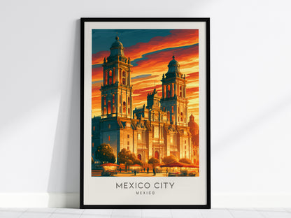 Mexico City Matte Border Poster | Mexico Destination Print Travel Wall Art — framed wall art, 24x36 in