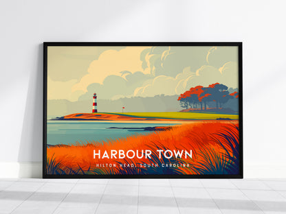 Harbour Town Golf Links Landscape, Hilton Head, South Carolina Poster | Country Club Decor & Links Wall Art — framed wall art