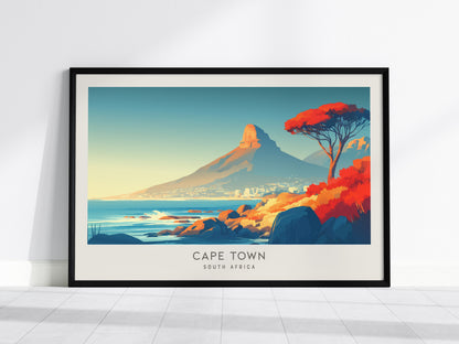 Cape Town Landscape Matte Border Poster | South Africa Vacation Wall Art — framed wall art, 24x36 in