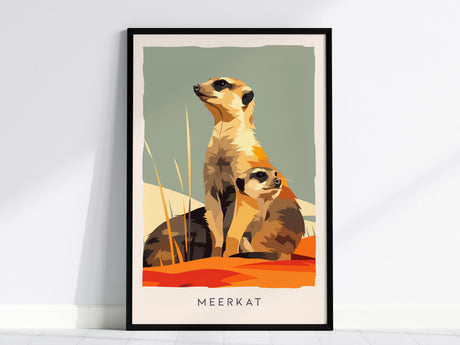 Meerkat, Suricata suricatta Poster | Bold Safari Wildlife Wall Art — framed wall art, 24x36 in