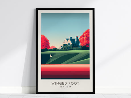 Winged Foot Matte Border Poster | New York Golf Course Print & Country Club Decor — framed wall art, 24x36 in