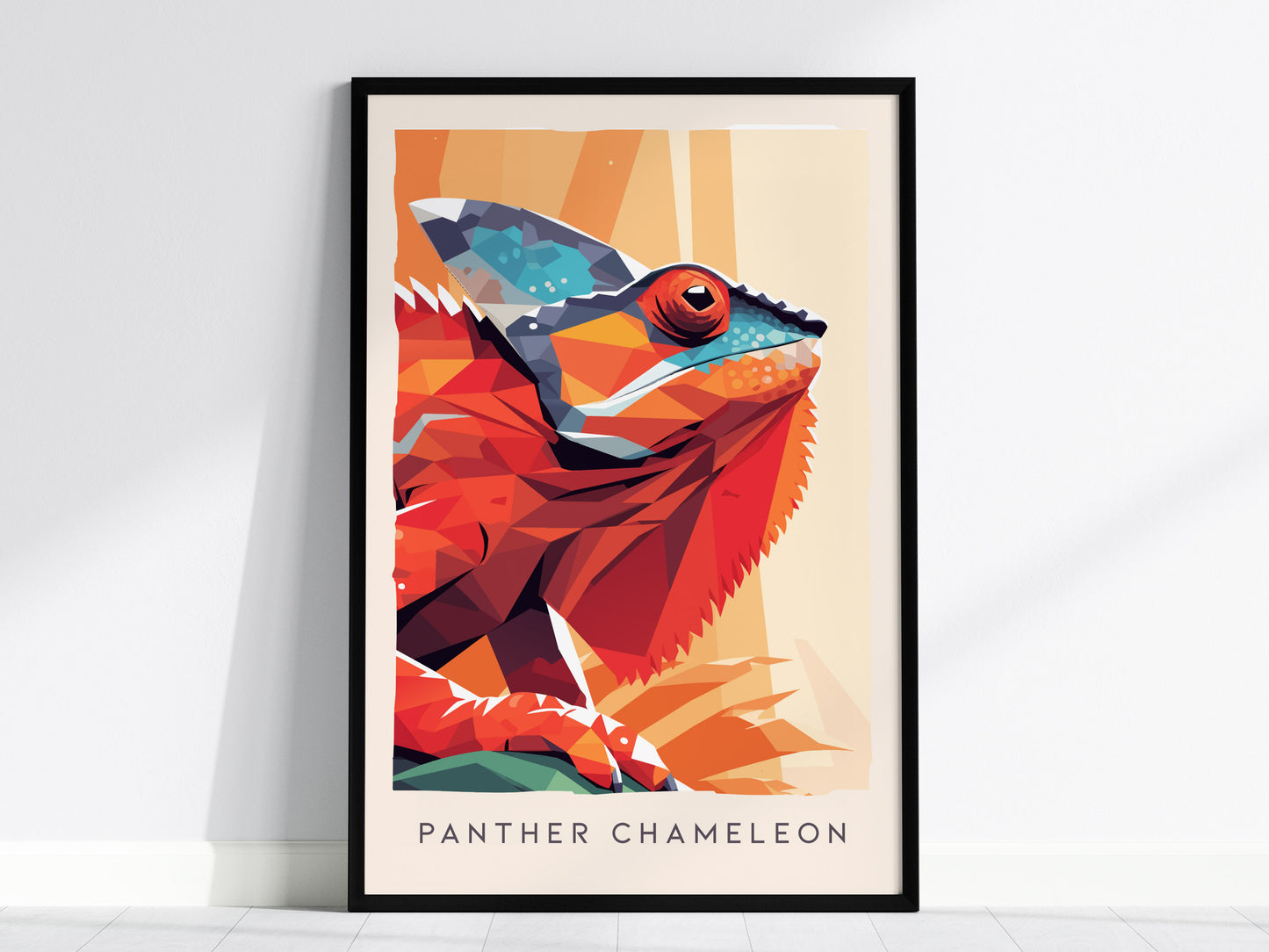 Panther Chameleon Poster | Vibrant Rainforest Reptile Wildlife Wall Art — framed wall art, 24x36 in