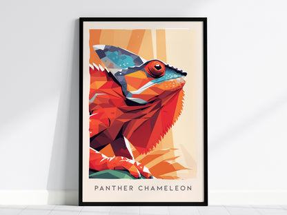 Panther Chameleon Poster | Vibrant Rainforest Reptile Wildlife Wall Art — framed wall art, 24x36 in