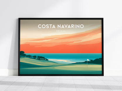 Costa Navarino Landscape Poster | Greece Seaside Golf Course Framed or Unframed Wall Art — framed wall art, 24x36 in