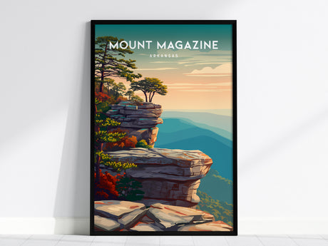 Mount Magazine, Arkansas Poster | Ozark Summit & Forest Scenic Wall Art — framed wall art, 24x36 in