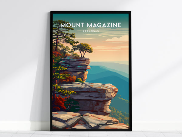 Mount Magazine, Arkansas Poster | Ozark Summit & Forest Scenic Wall Art — framed wall art, 24x36 in