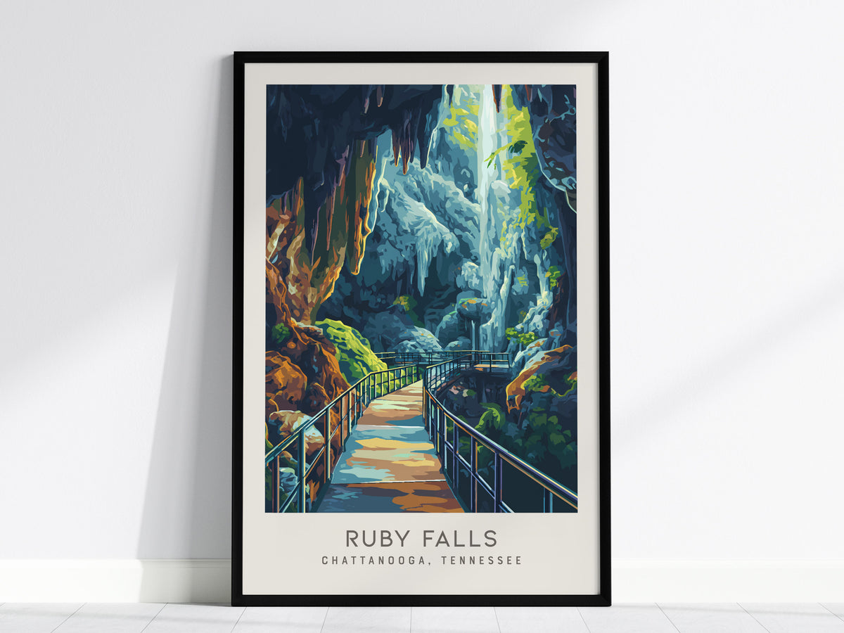 Ruby Falls Matte Border Poster | Chattanooga, Tennessee Destination Print — framed wall art, 24x36 in