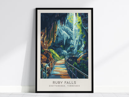 Ruby Falls Matte Border Poster | Chattanooga, Tennessee Destination Print — framed wall art, 24x36 in