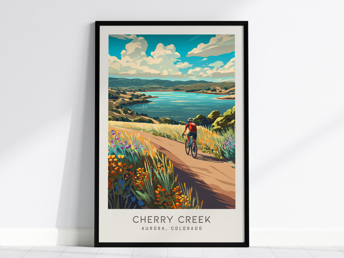 Cherry Creek Matte Border Poster | Aurora, Colorado Destination Print Travel Wall Art — framed wall art, 24x36 in