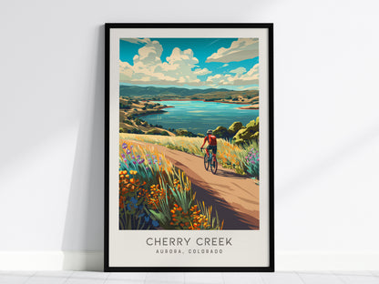 Cherry Creek Matte Border Poster | Aurora, Colorado Destination Print Travel Wall Art — framed wall art, 24x36 in