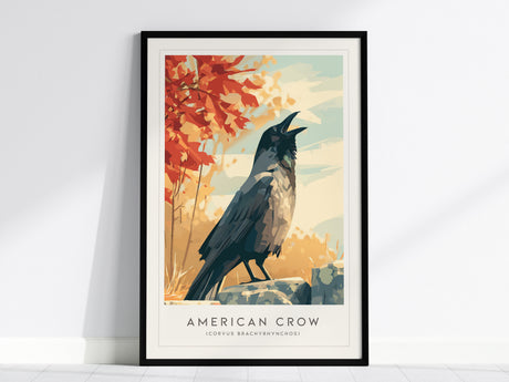 American Crow Poster | Dark Elegance Corvid Bird Wall Art — framed wall art, 24x36 in