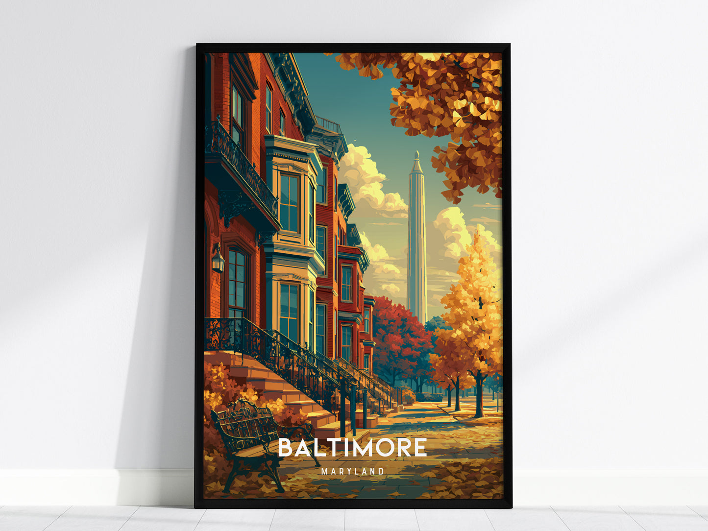 Baltimore, Maryland Poster | Harbor Skyline & Charm City Wall Art — framed wall art, 24x36 in