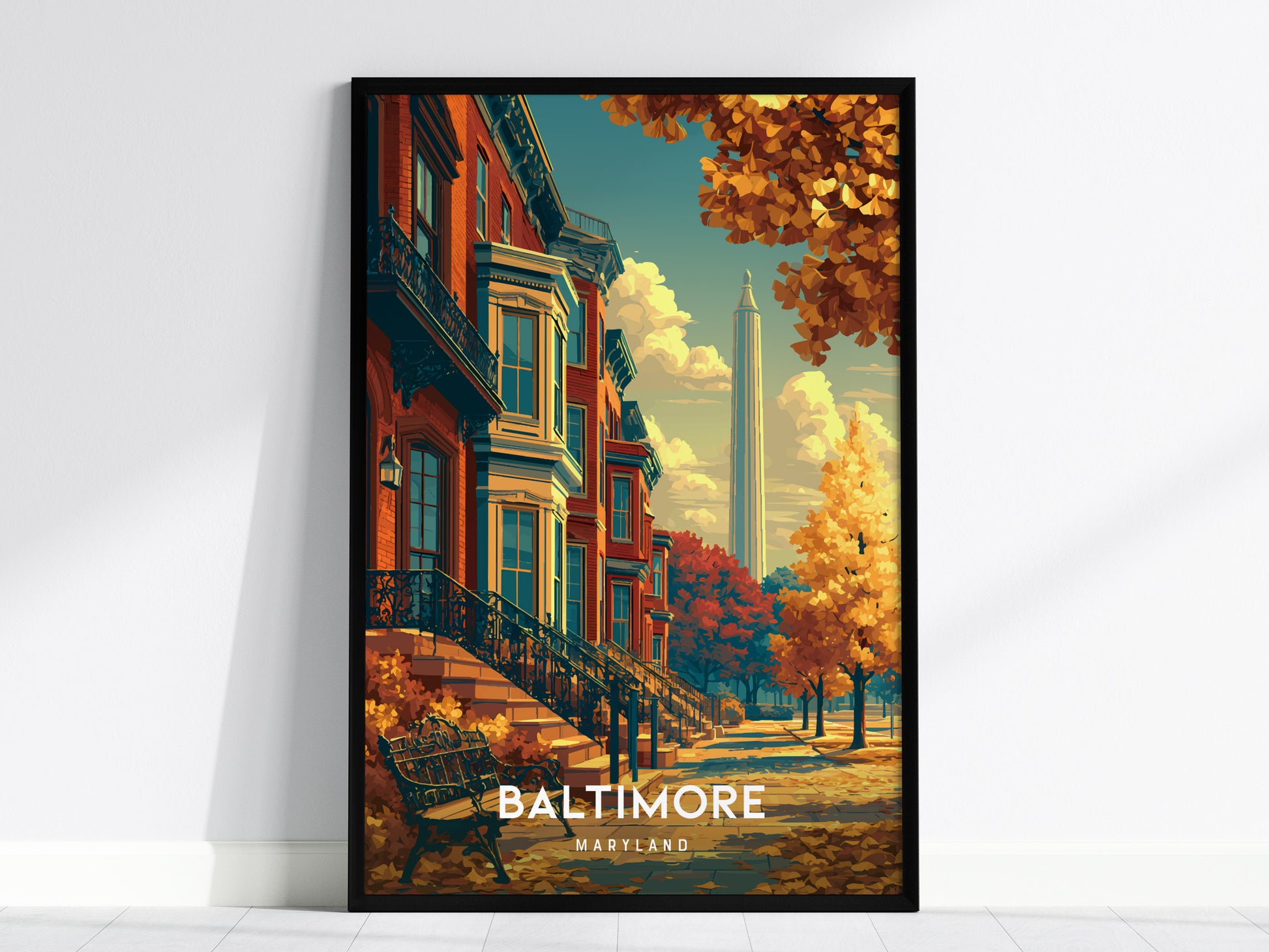 Baltimore, Maryland Poster | Harbor Skyline & Charm City Wall Art — framed wall art, 24x36 in