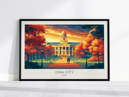 Iowa City Landscape Matte Border Poster | Iowa Framed or Unframed Travel Gift — framed wall art, 24x36 in