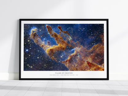 Pillars of Creation Landscape Poster | NASA Eagle Nebula (M16) JWST Poster Space Photography Wall Art — framed wall art, 24x3