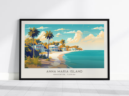Anna Maria Island Landscape Matte Border Poster | Bradenton, Florida Coastal Beach Decor — framed wall art, 24x36 in
