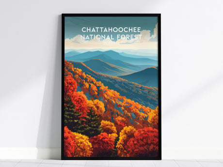 Chattahoochee National Forest, Georgia Poster | Mountain Wilderness Destination Print Wall Art — framed wall art, 24x36 in