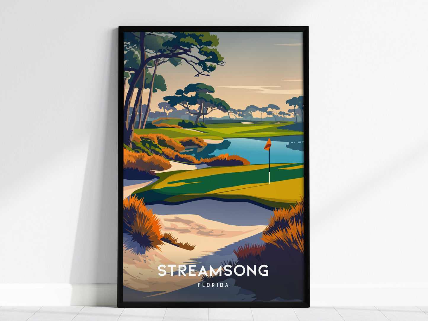 Streamsong, Florida Poster | Links Poster & Golfer Gift Wall Art — framed wall art, 24x36 in