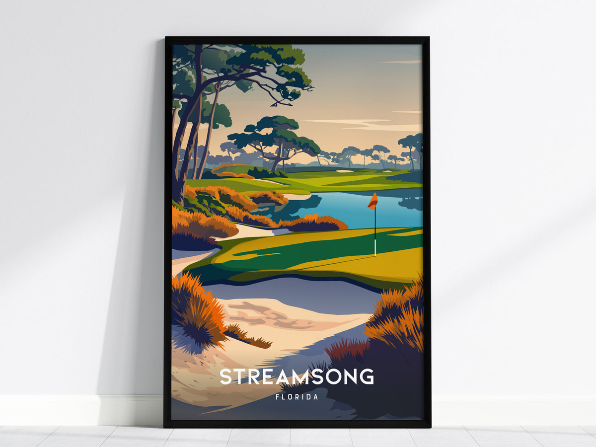 Streamsong, Florida Poster | Links Poster & Golfer Gift Wall Art — framed wall art, 24x36 in