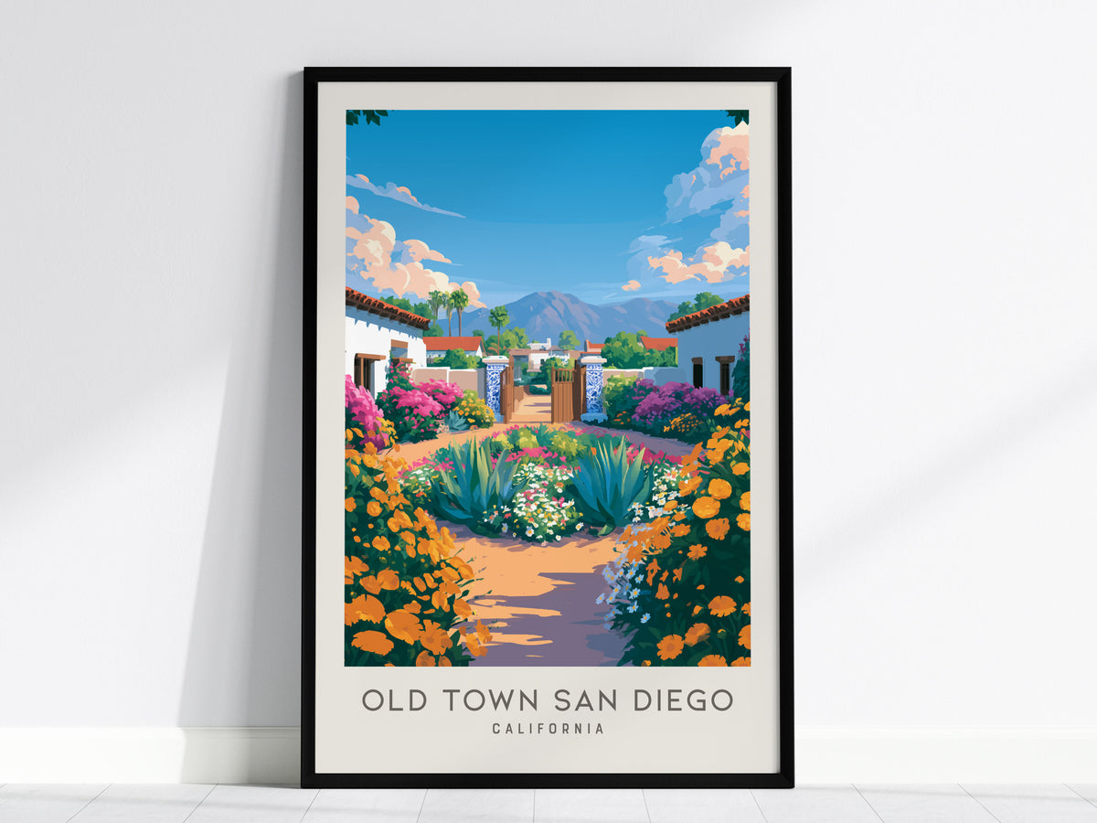 Old Town San Diego Matte Border Poster | California Travel Wall Art — framed wall art, 24x36 in