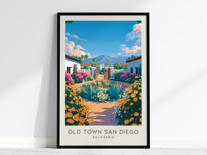 Old Town San Diego Matte Border Poster | California Travel Wall Art — framed wall art, 24x36 in