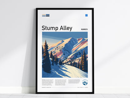 Stump Alley, Mammoth Poster | Bold Ski Run Mountain Wall Art — framed wall art, 24x36 in