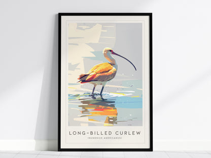Long-billed Curlew, Numenius americanus Poster | Shorebird Wildlife Print Wall Art — framed wall art, 24x36 in