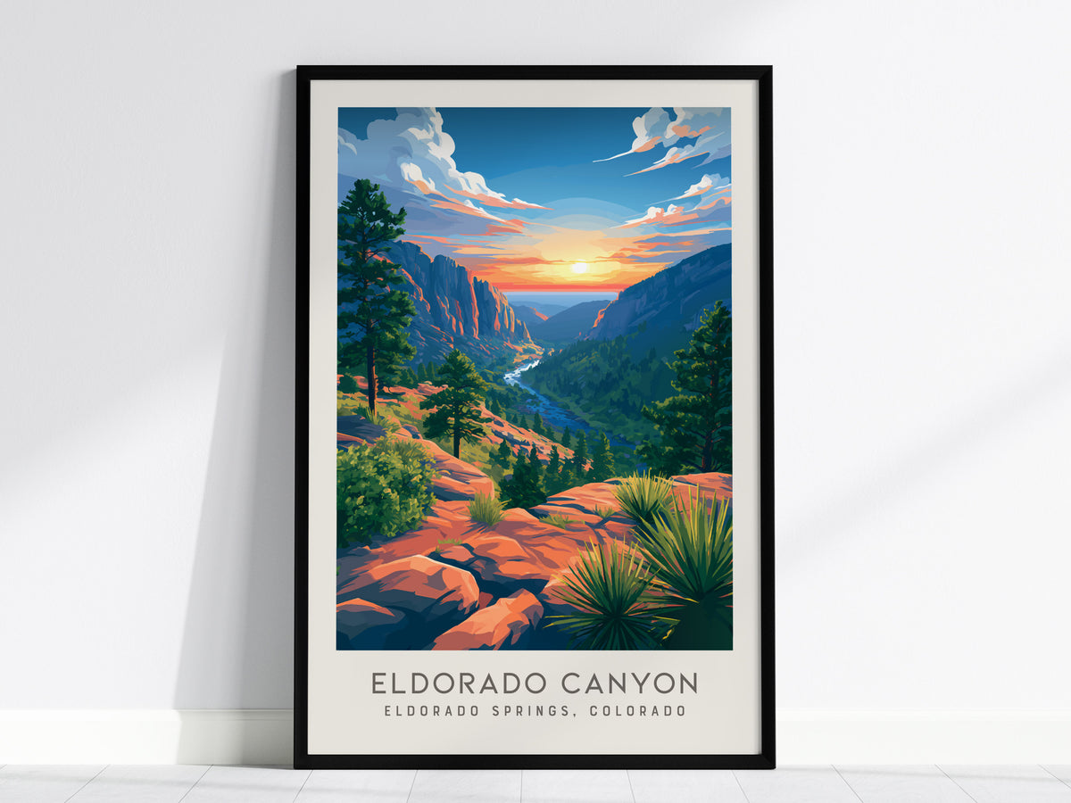 Eldorado Canyon Matte Border Poster | Eldorado Springs, Colorado Destination Print — framed wall art, 24x36 in