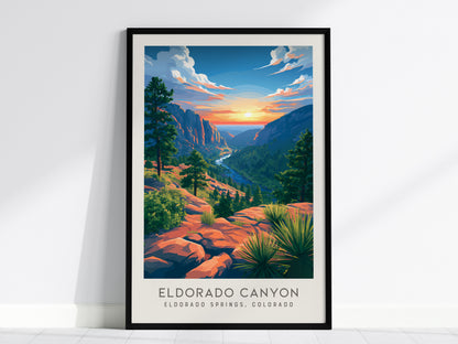 Eldorado Canyon Matte Border Poster | Eldorado Springs, Colorado Destination Print — framed wall art, 24x36 in