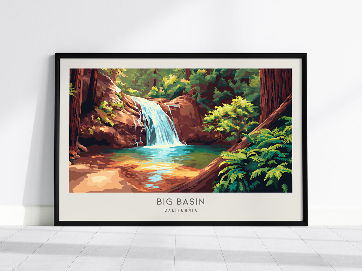 Big Basin Landscape Matte Border Poster | California Destination Print Framed or Unframed — framed wall art, 24x36 in