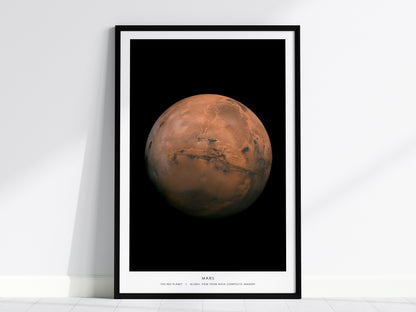 Framed print of Mars against a black frame on a white wall
