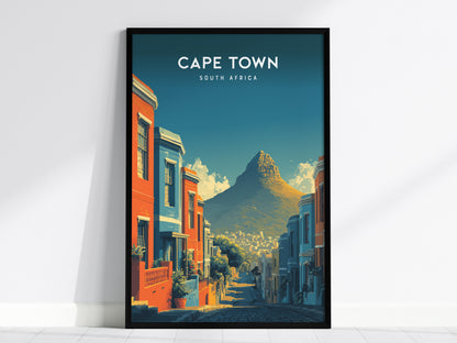 Cape Town, South Africa Poster | Table Mountain & Coastal Beach Decor Wall Art — framed wall art, 24x36 in